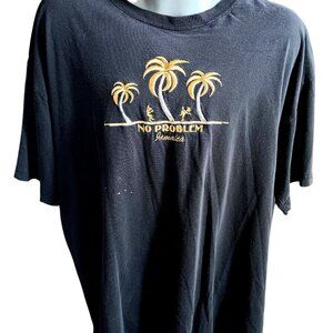 Vintage XL T-shirt No Problem Jamaica Palm Tree Embroidered Black Irie Vibes 90s